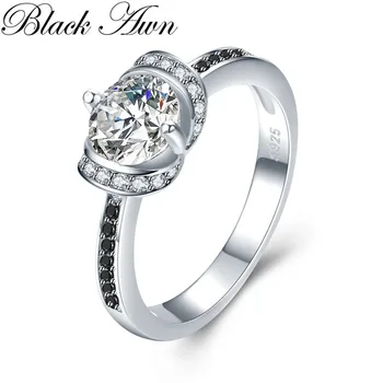 

SODROV 2020 Vintage 925 Sterling Silver Fine Jewelry Geomentric Bague Black Spinel Engagement Rings for Women Bijoux C488