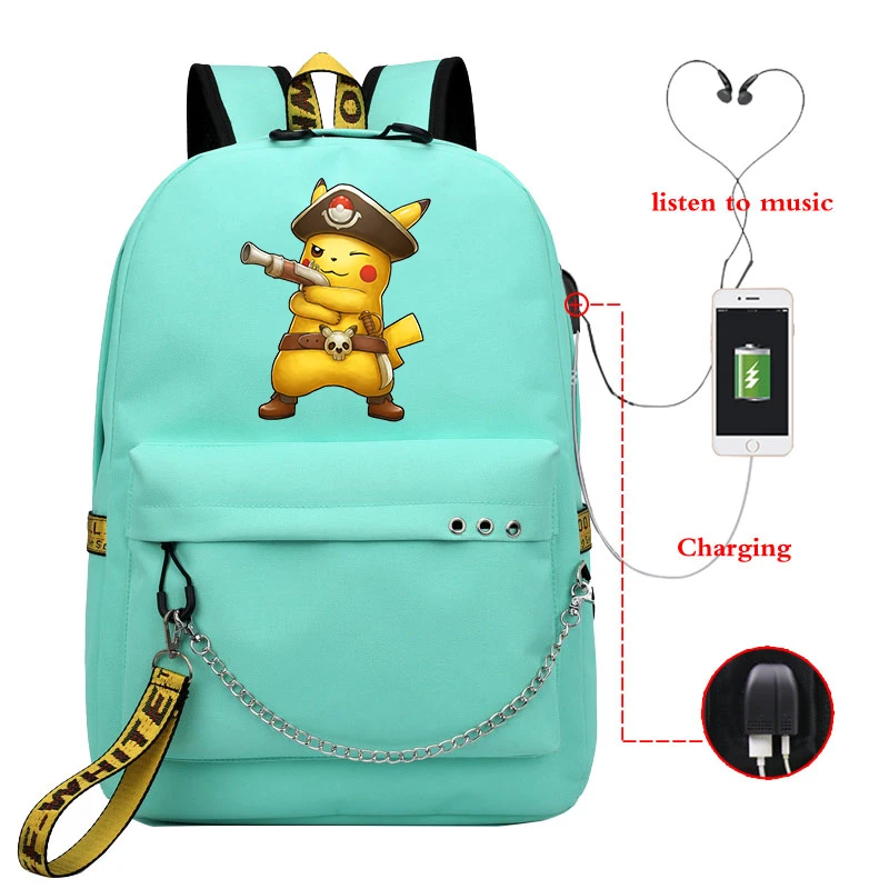 3 Mochila Pokemon рюкзак Пикачу для мужчин и женщин рюкзаки для путешествий рюкзак для ноутбука Usb зарядка школьные сумки для девочек-подростков - Цвет: 3