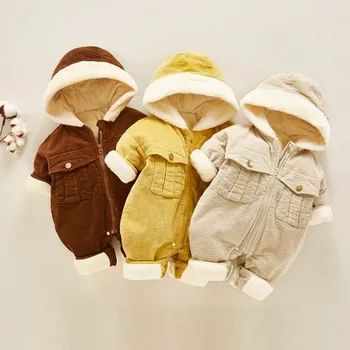 

IYEAL Winter Baby Rompers Overalls Baby Boy Clothes Jumpsuit Newborn Girl Boy Thicken Snowsuit Kids Infant Snow Wear With Pocket
