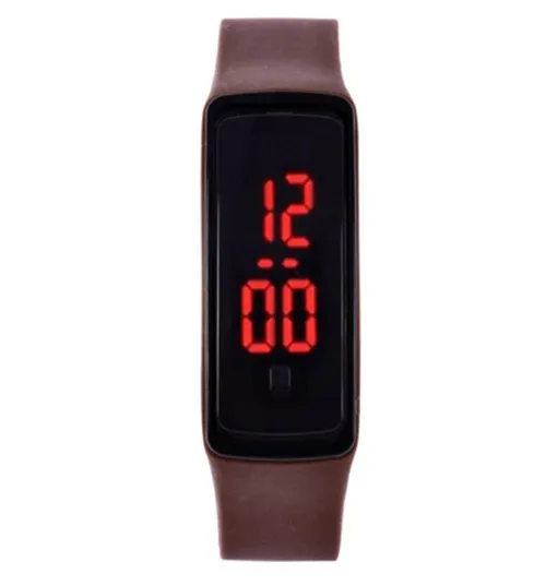 Новые Мягкие силиконовые ремешки для часов модные уличные мужские часы женские светодиодный цифровые часы Платье Спортивные часы дети для студентов часы - Цвет: coffe