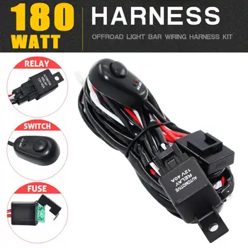 

180W 12V 40A Switch Auto Car Work Light Relay Wiring Kit for Offroad Boat Tractor Truck SUV ATV LED Light Bar Fog LED Work Lamp