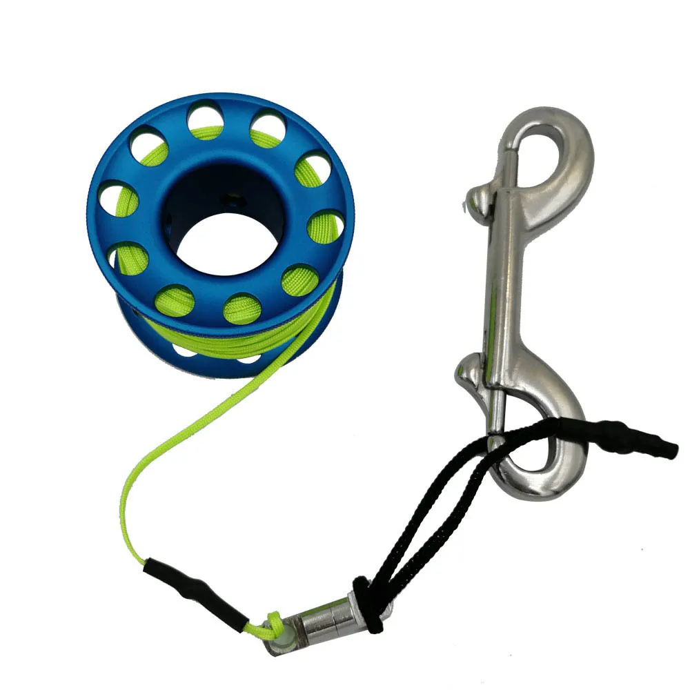 Scuba Diving Spool Finger Reel Bolt Snap Hook Aluminum Alloy Free Diving Spool Dive Reel