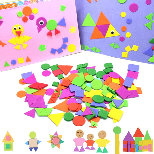 400/200pcs Foam Stickers Geometry Puzzle Self-Adhesive EVA Stickers Children Kids Education DIY Montessori Toys For Making Gift 1