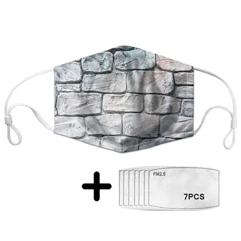 

Women Creative Brick Pattern Mask Mouth Dustpoor Protect Cover Masks on Face Protective with PM2.5 Filters Outdoor Accessories
