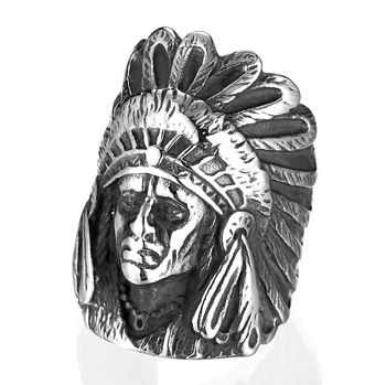 

WAWFROK Stainless Steel Ring Indians Silver Color Rings for Men Punk Style Rings