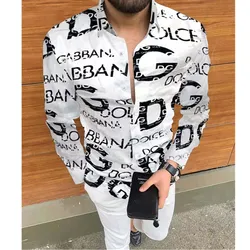 Camisas masculinas camisas de vestido para homens botão de botão único impresso camisas para camisas de negócios de escritório camisas casuais