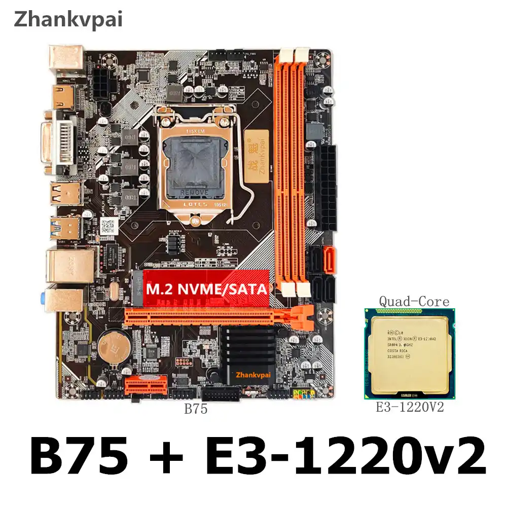 Zhankvpai 5 Lga1155 Motherboard Set With Intel Xeon 12v2 Cpu 3 1g Quad Core Desktop Memory Sata Iii Usb 3 0 M 2 Nvme Motherboards Aliexpress