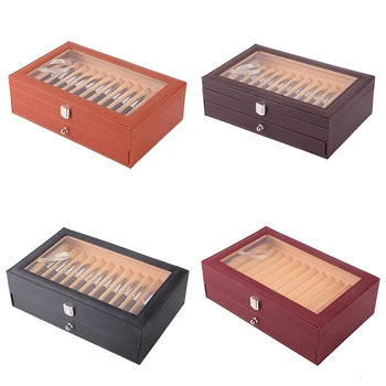 

NEW-24 Pen Fountain Wood Display Case Holder Wooden Pen Box Storage Collector Organizer Box