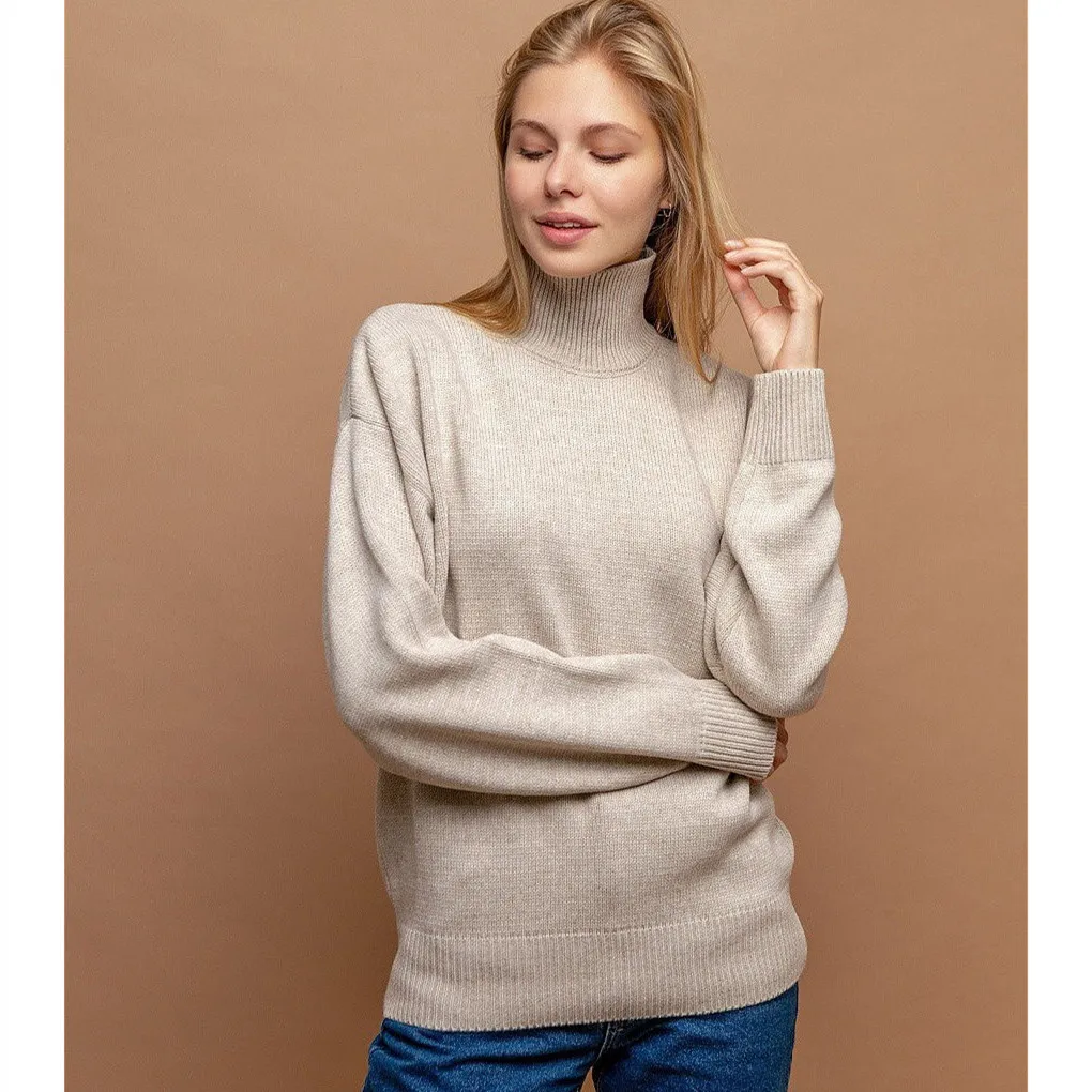 

Loose Turtleneck White Sweaters Women Fairycore Pullover Jumper Casual Korean Fashion Ladies Knitwear Top Sweater 2021 Winter