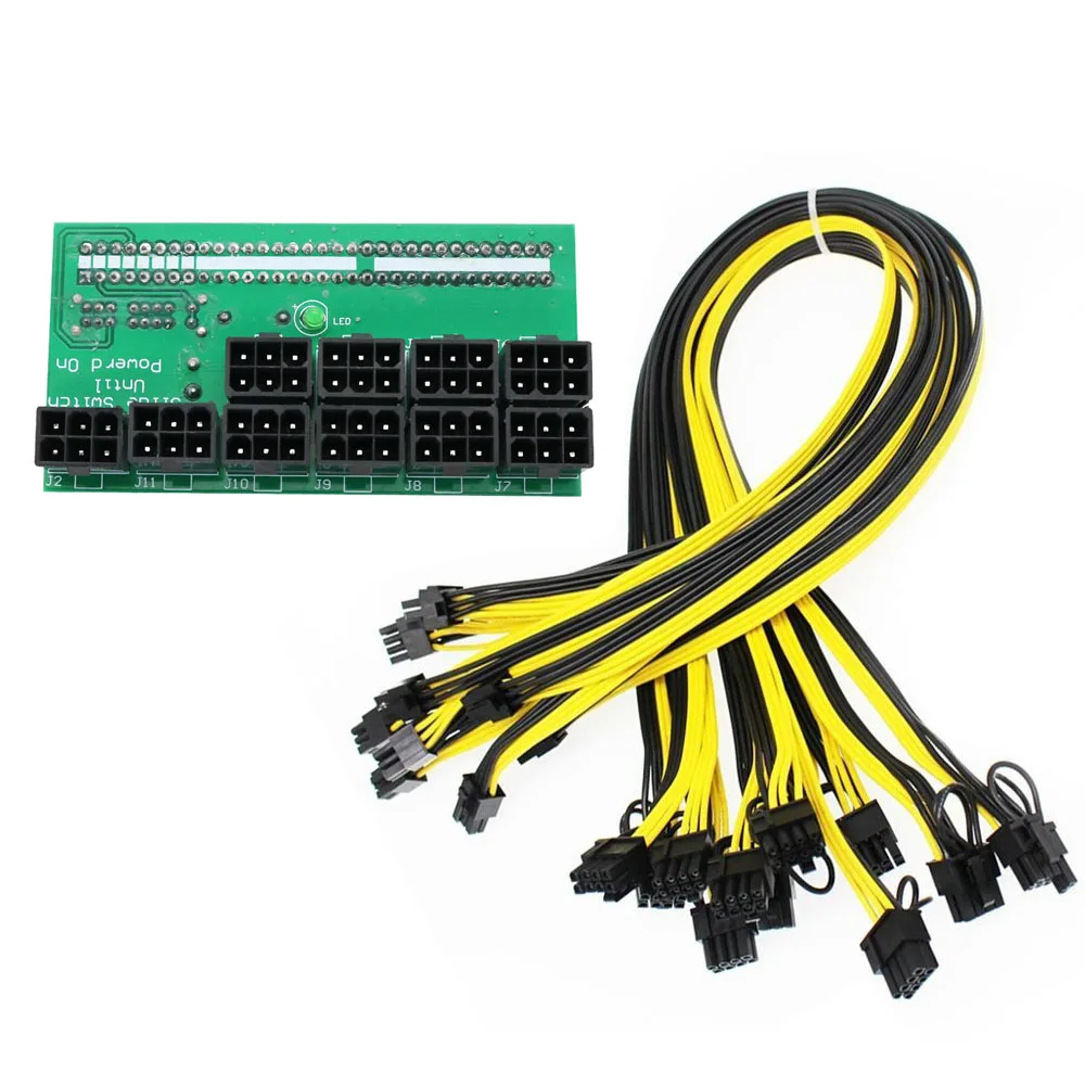 Ethereum ethzecマイニングサーバー電源12vgpu/psuブレイクアウトボード9個18awgpci-e6ピンから62ピンケーブル電源アダプター  - AliExpress