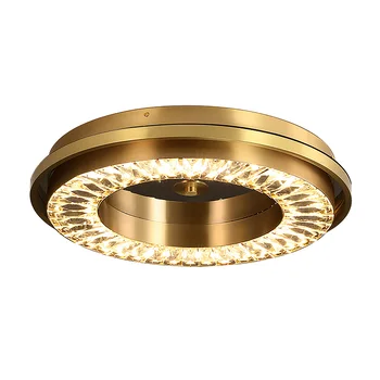 

Modern LED Round Copper Crystal Ceiling Lights Decorative Lighting Corridor Bedroom Living Room Wall Control 3 color Home lamp