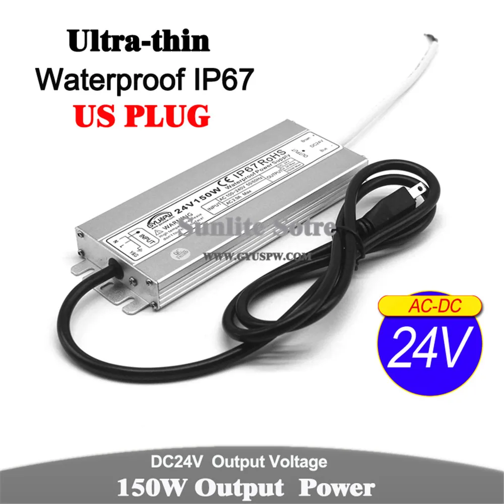 DC12V DC24V 60 Вт 72 Вт 100 Вт 120 Вт 150 Вт светильник ing трансформаторы AC DC 12 В 24 в водонепроницаемый IP67 источник питания США штекер для Светодиодный светильник CCTV
