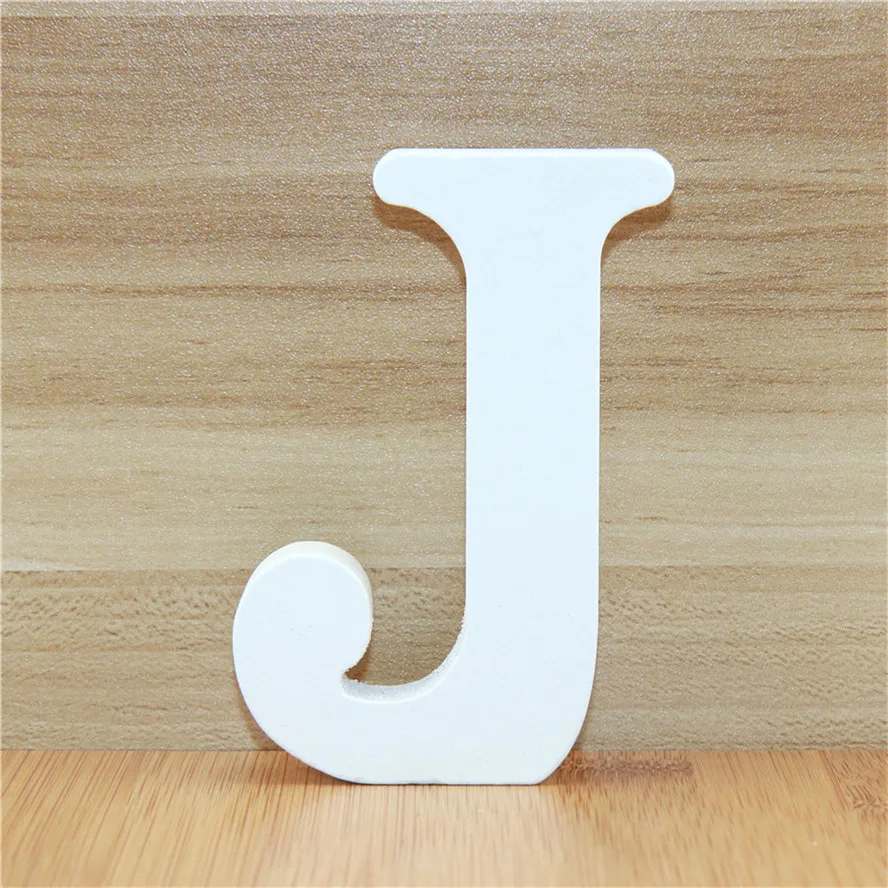 1 шт. 10 см деревянные буквы Алфавит имя дизайн художественные поделки белые буквы Вечеринка день рождения стоячие DIY слова домашний декор 3,94 дюймов - Цвет: J