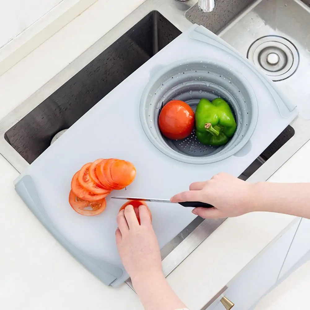 Multi-Functional 3 In 1 Chopping Board Detachable Folding Drain Basket