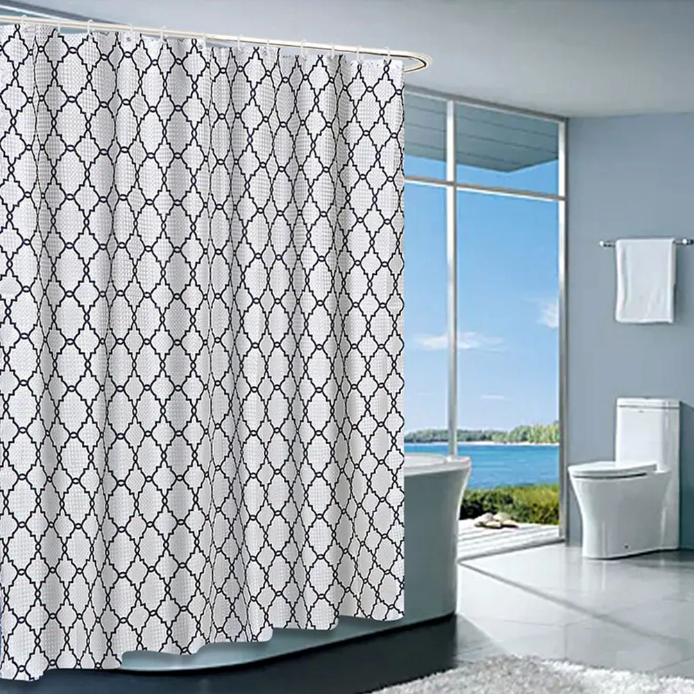 Dark Gray And Light Gray Moroccan Tile Pattern Bath Curtain Shower Curtain Water Repellent Fabric Shower Curtain For Bathroom Showers And Bathtubs 72 X 72 Inch Shower Curtains Hooks Liners Shower