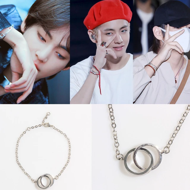 KPOP Idol BTS V Taehyung Surgical steel Simple Link Chain Bracelet Bangtan  boys