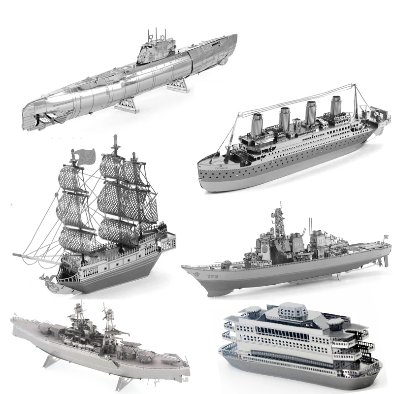 

3D DIY Submarine Pirate Ship Metal Model Puzzle Jigsaw Toys Titanic Black Pearl May Flower Star Ferry Assemble Model Puzzle Toy