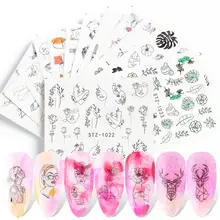 

50% Hot Sale 16 Sheets Line Style Face Pattern Nail Art Stickers Decals Decor Manicure Tool