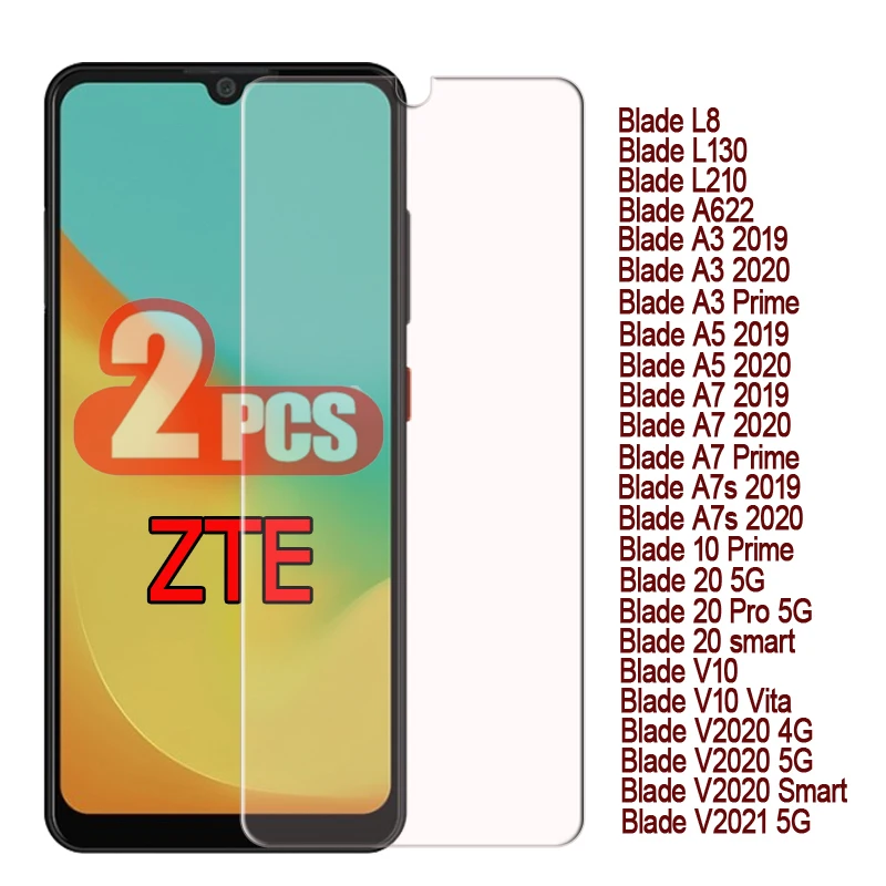 2-1Pc Glass For ZTE Blade A31 A51 A71 A7s A7 A622 A5 A3 2020 2019 Lite Cover Film ZTE Blade L210 L8 V2020 V2021 V10 10 20 Glass iphone screen protector