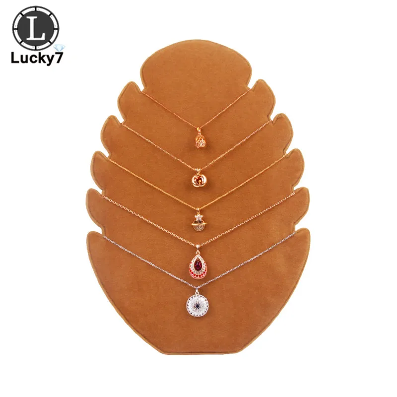 Yellow Flame Shape Necklace Display Board Jewelry Display Board Velvet Jewelry Organizer Shelf Storage Holder Earring 5 Strips Necklace - Цвет: Yellow