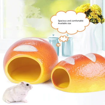 

Ceramic Hamster Bedding Hideout Nest, Chinchilla Cage Accessories, Summer Cool Small Animal Pet Nesting Habitat Cage-Bread Shape