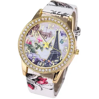 

NO.2 Selling Watch Women Vintage Paris Eiffel Tower Leather Quartz Watch Women Casual Crystal Wristwatch Clock Relogio Feminino