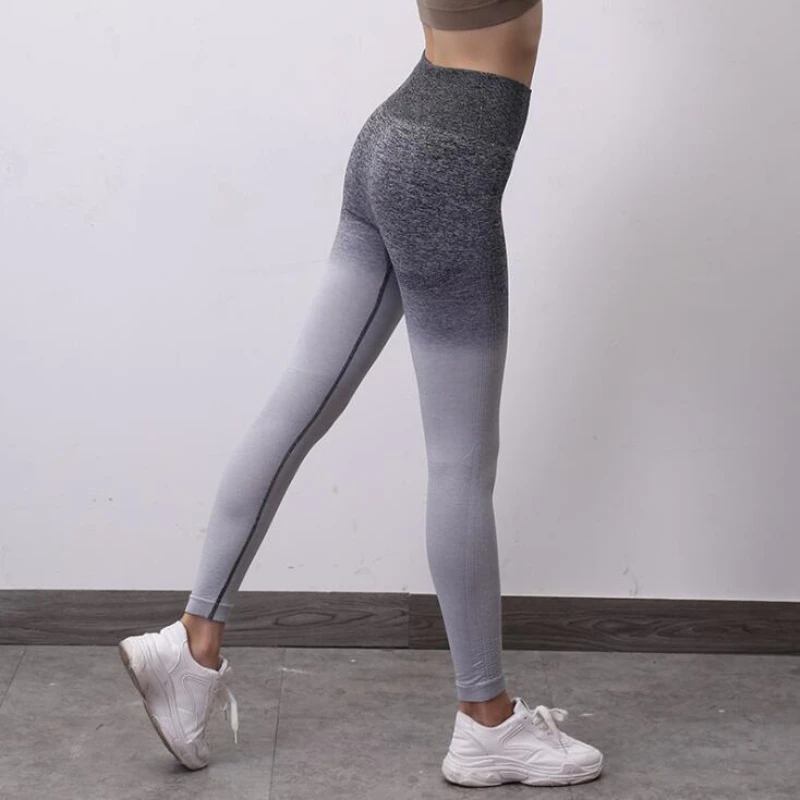 Women Lady Yoga Leggings Ombre Fitness Sports Gym Workout Jogging Pants Trousers