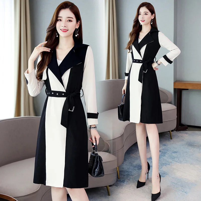 

2019 Autumn And Winter New Style Korean-style Royal Sister Slim Fit over-the-Knee-Style Elegant Thin Mid-length Coat Fashion