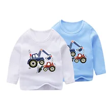 Новая Осенняя детская одежда в Корейском стиле; детская футболка с длинными рукавами; универсальная рубашка с рисунком