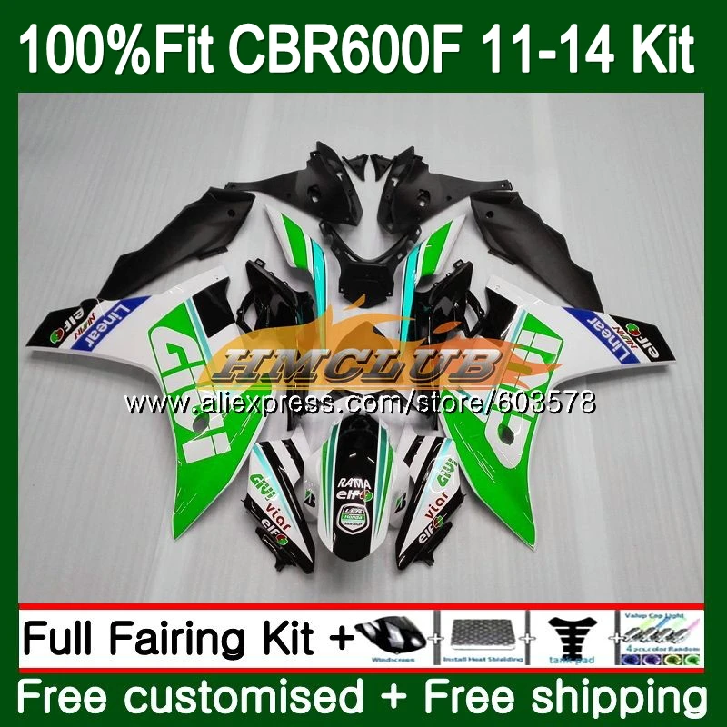 Литья под давлением для HONDA CBR600F4i 2011 2012 2013 Зеленый Белый 129CL. 55 CBR 600 F 600F CBR600 F F4i CBR600F, 11, 12, 13, 14, обтекатели - Цвет: No. 1