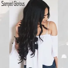 Штампованный славный 24 дюйма длинный синтетический парик фронта шнурка свободный черный парик Волнистые парики для женщин высокотемпературные волокна волос