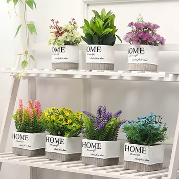

1pcs Nordic Style Creativity Artificial Flower Pot Office Desktop Simulation Plant Potted Home Garden Decor