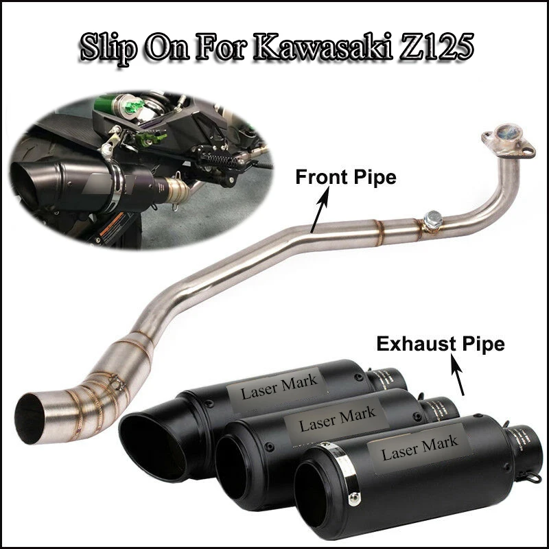 

For Kawasaki Z125 Motorcycle Exhaust System Pipe Muffler Exhaust Tip With Front Connect Pipe Slip On Z125 Moto Modified