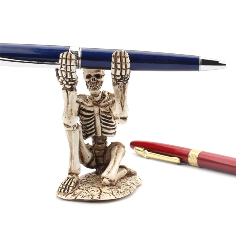 C90C Creative Resin Skeleton Pen Stand Skull-like Headphone Holder Rack Multifunctional Pencil Holder Geat Birthday Gift 5