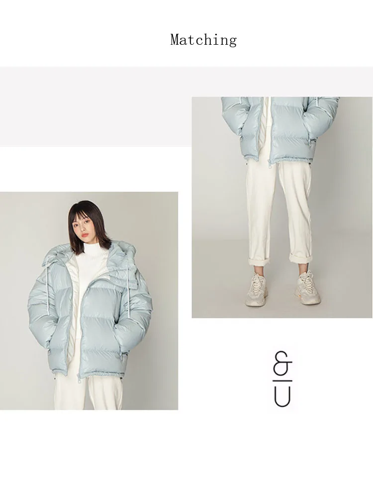 Корейское зимнее пальто, женское черное бежевое синее свободное теплое пальто с капюшоном и воротником, женское короткое зимнее пальто, женская парка