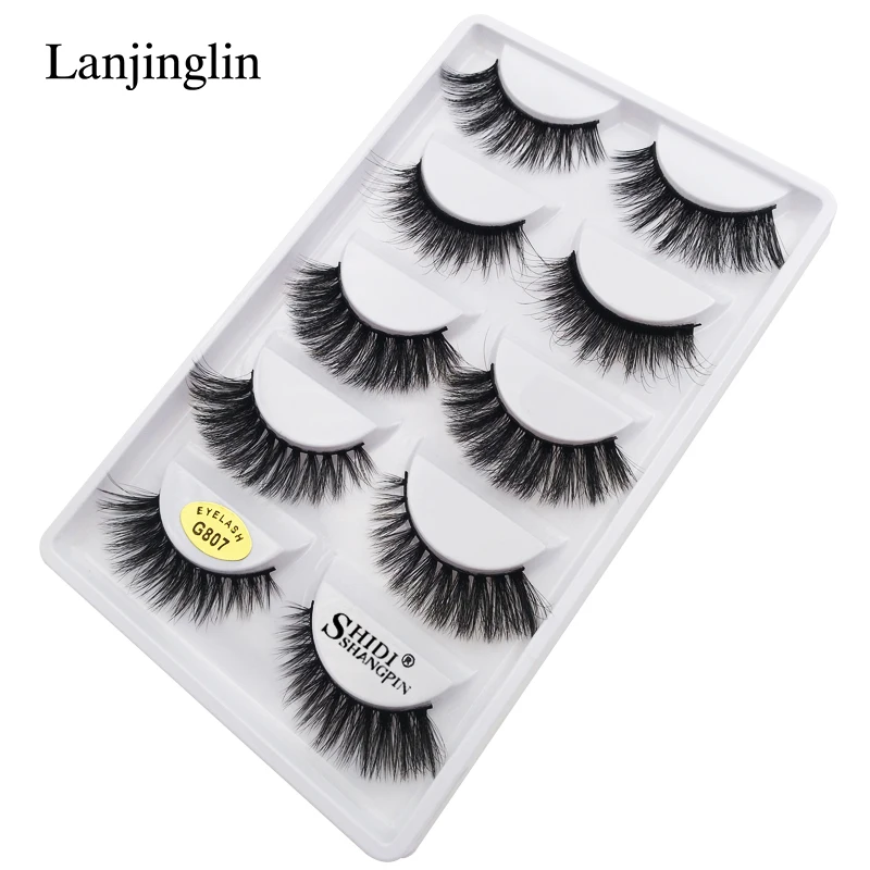 LANJINGLIN 5 пар Накладные ресницы натуральные длинные 3D норковые Макияж Наращивание