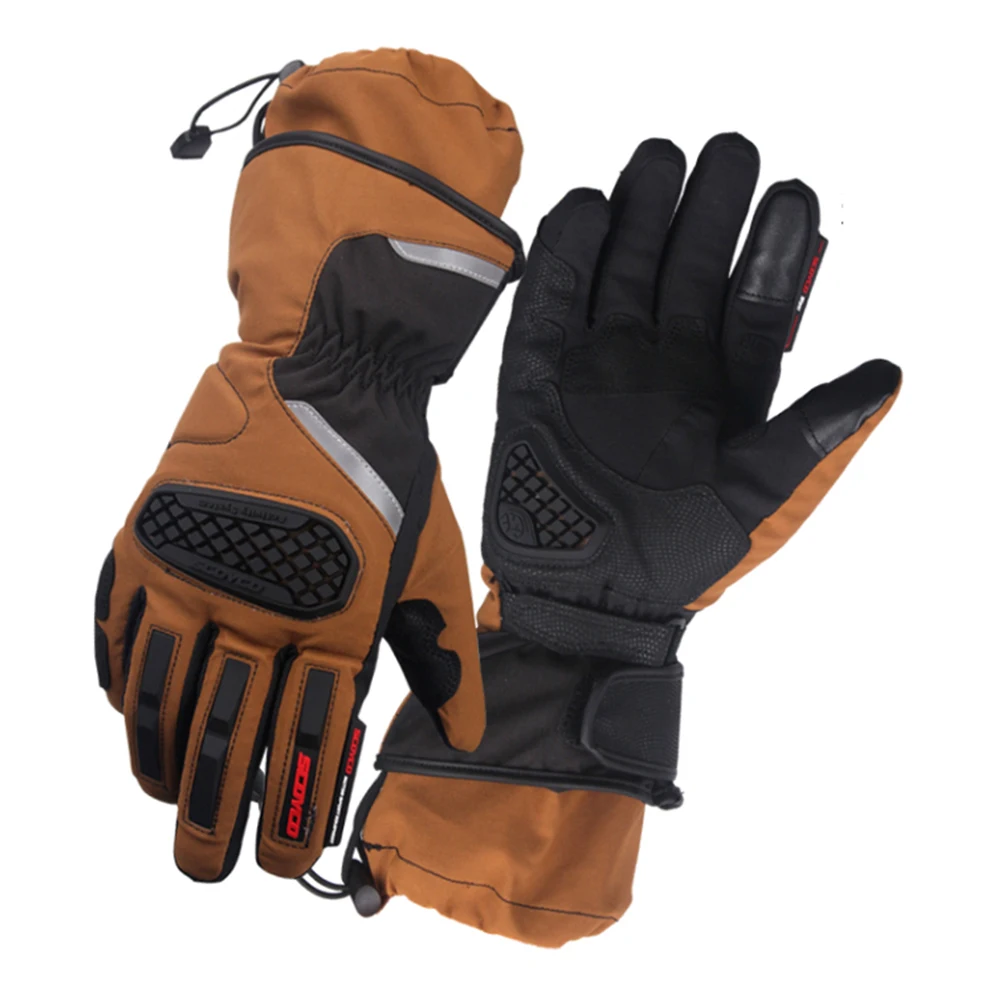 SCOYCO, водонепроницаемые, Guantes Moto, мужские мотоциклетные перчатки, мото перчатки, ветрозащитные, Gant, Moto rbike Racing, перчатки для верховой езды на зиму - Цвет: MC48-Brown