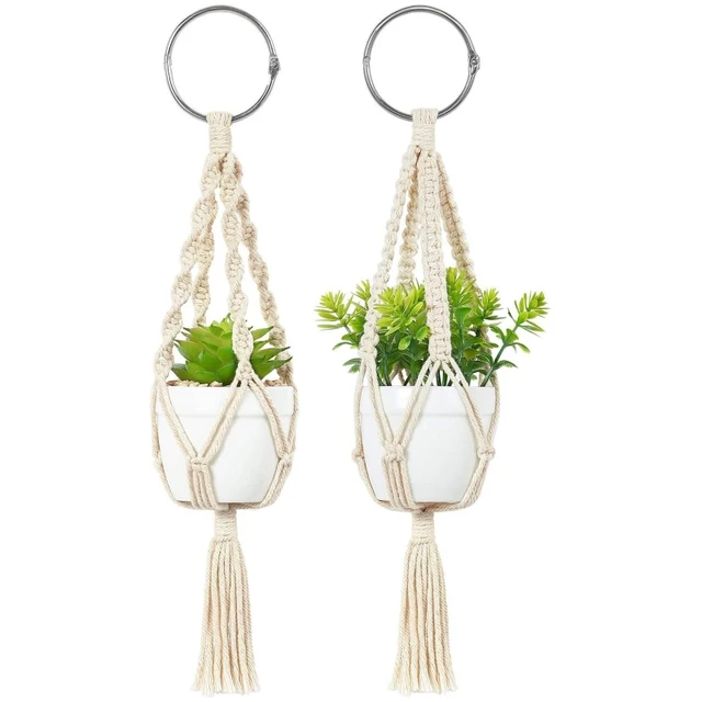Car Handmade Crochet Plant Pendant Hanging Basket Charm Rear View Mirror  Ornament Accessories Decor Gadgets Interior Styling