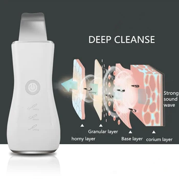 

Ultrasound Iron Cleanser Cosmetic Skin Scraper Blackhead Remover with Steel Facial Spatula Tool Deep Cleansing