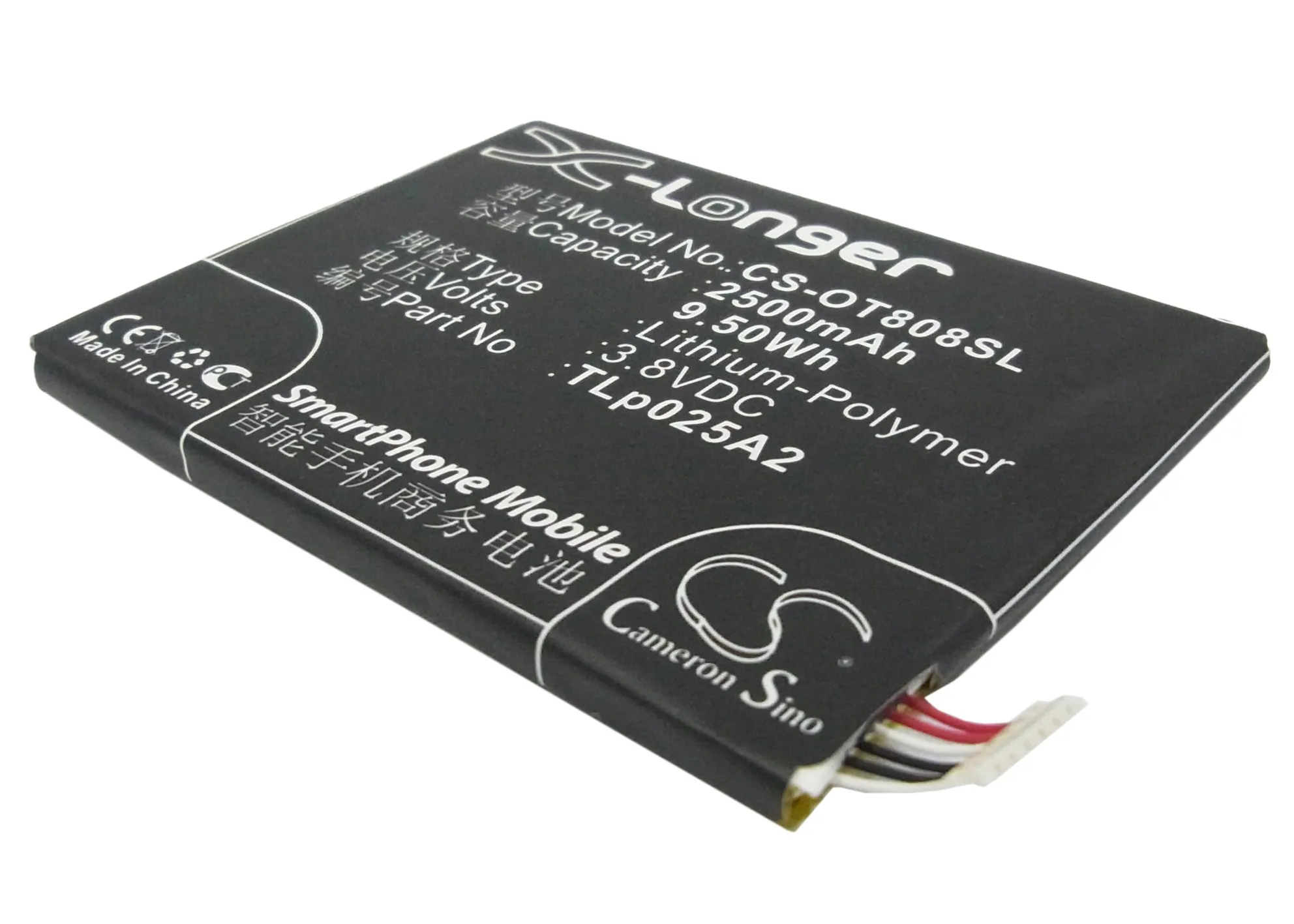 Обновленная батарея Cameron Sino для Alcatel TLp025A2 One Touch Pop C9, One Touch Pop Icon 2 2500 мАч/Вт/ч