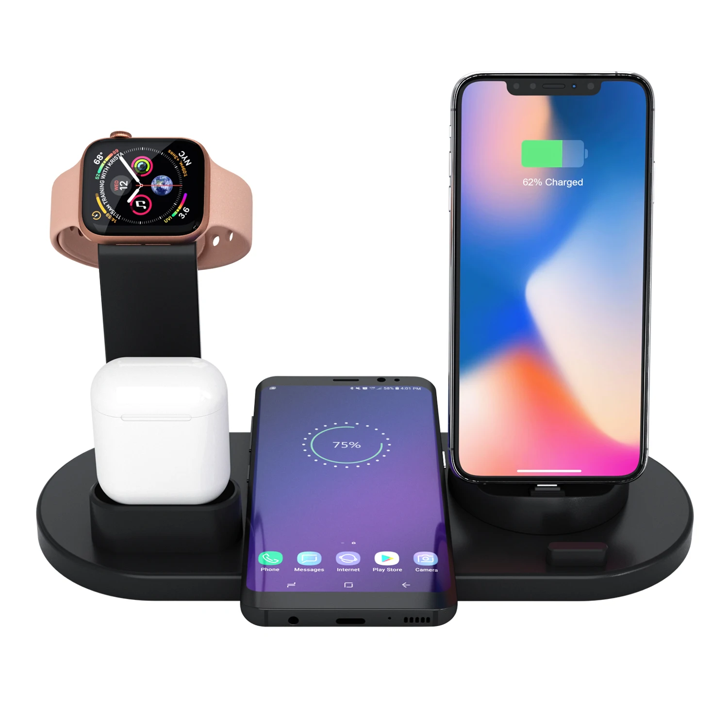 Зарядное устройство для Bluetooth-гарнитуры 4 в 1 обновленное Беспроводное зарядное