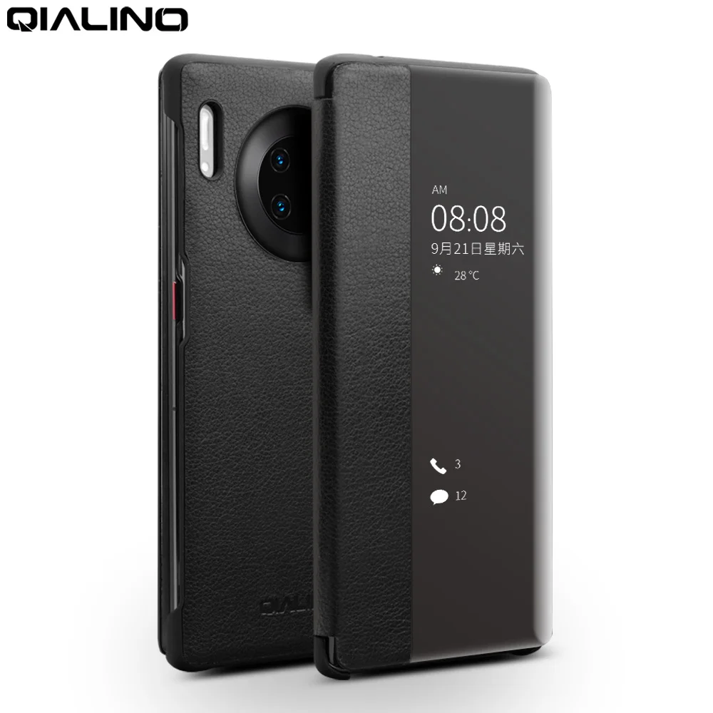 

Qialino Fashion Genuine Leather Flip Case For Huawei Mate 30 Ultra Light Phone Cover With Smart View For Huawei Mate 30 Pro