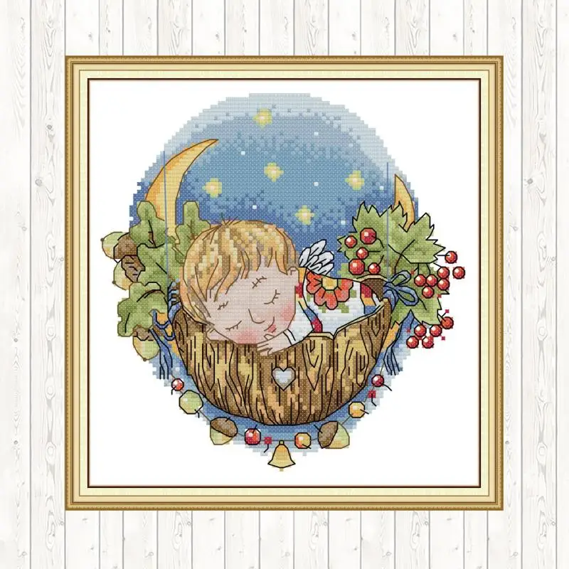 

Fantasy Boy Cross Stitch Kit Wall Home Decor Cotton Thread Printed Embroidery Needlework Sets Patterns Kit DIY Needlework Crafts