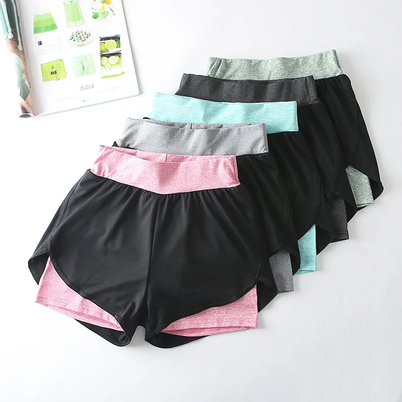 Anti-Exposure Fake Two-Piece Large Size Loose-Fit Fitness Yoga Pants Set Running Quick-Dry High-waisted Sports Shorts Hot Pants