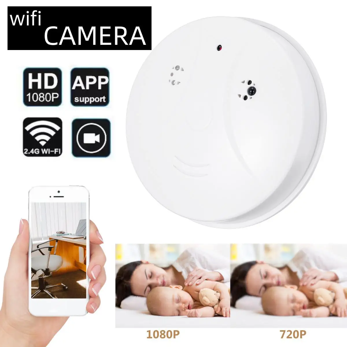 Detector de humo inalámbrico con WIFI, alarma contra incendios con cámara fotográfica inteligente de 1080P, sistema de seguridad para el hogar, alarma contra incendios
