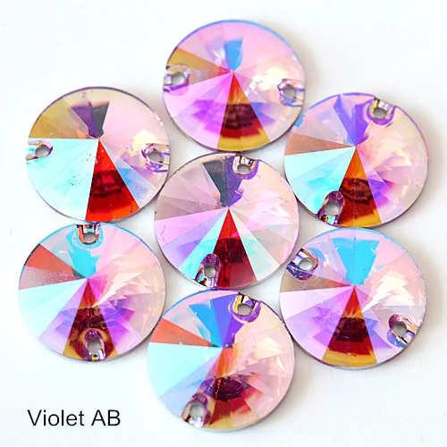 Violet AB Круглые разноцветные стразы Rivoli из смолы, стразы для пришивания, стразы для пришивания, круглые стразы для пришивания одежды Y3625 - Цвет: Violet AB