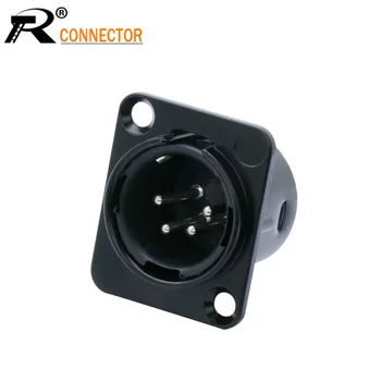 

10pcs Black Plating Metal 4 PIN XLR male Chassis Connector Push-type XLR Panel Mount Wire Connector Audio Speaker Jack Socket