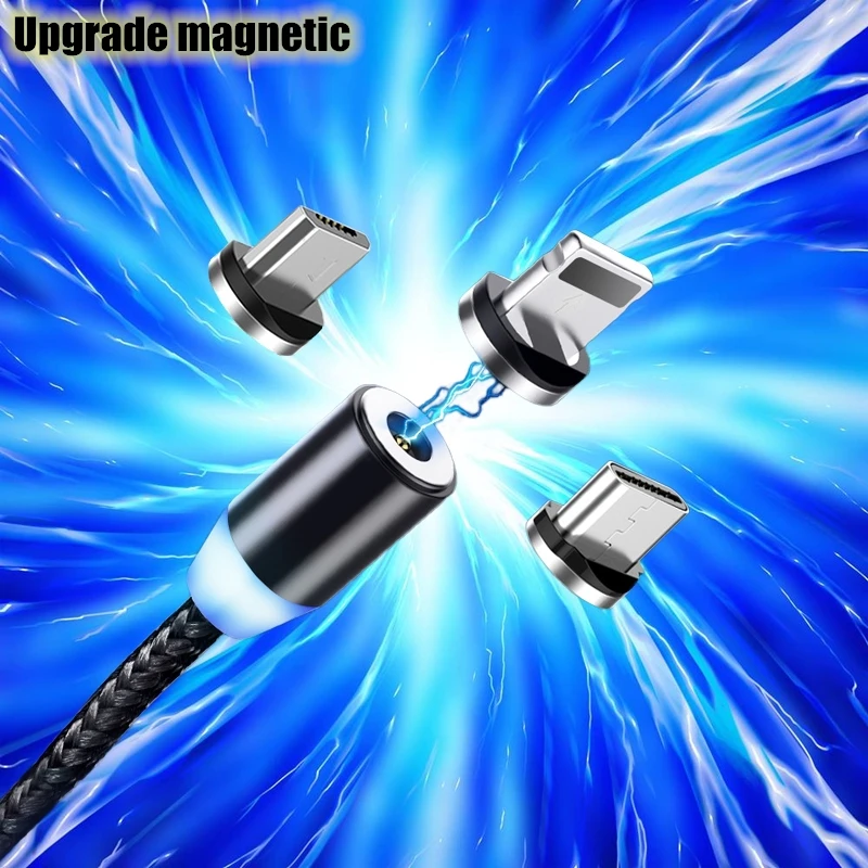 1 м светодиодный магнитный USB кабель для iPhone Xs Max 8 7 6 и Type C Micro Samsung Xiaomi LG | Мобильные