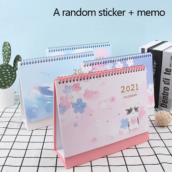 

2020.8-2021.12 desk calendar desktop Cherry blossom whale pattern large note calendar