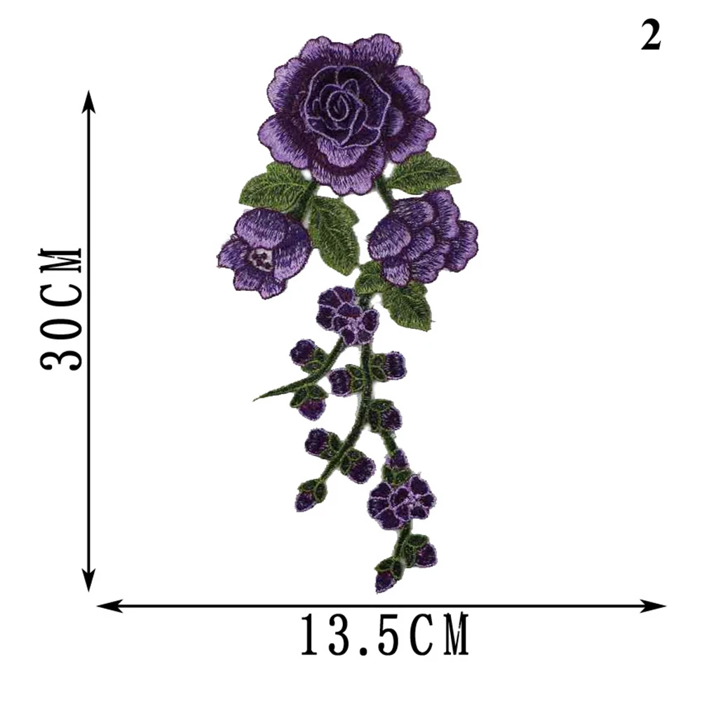 1 шт. вышитые нашивки цветы розы для одежды Parches Bordados Para La Ropa аппликация вышивка цветок нашивки для одежды - Цвет: 2